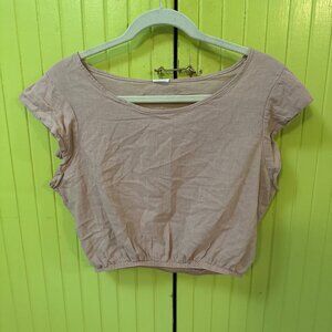 Dusted Rose Pink Cotton Flower Crop Top